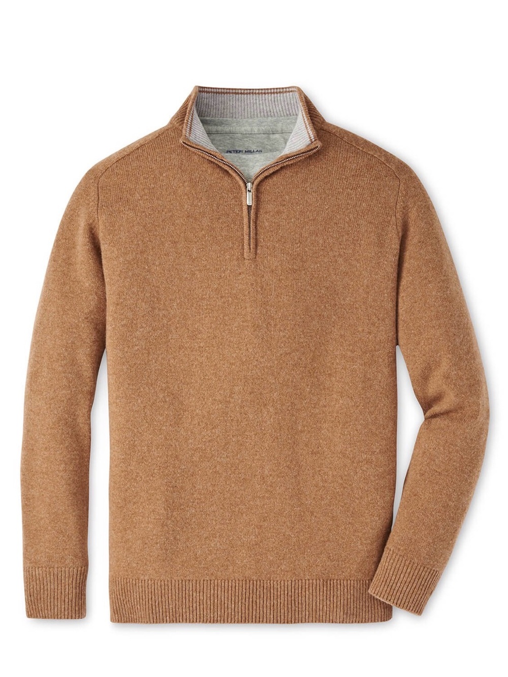 NWT Peter Millar Men's British Tan Crescent Quarter Zip Sweater (Large)